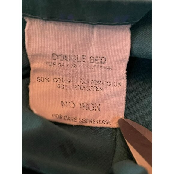 Vintage Full Size Sheet Set Used 2 Piece Blues Greens Purples - Picture 9 of 16